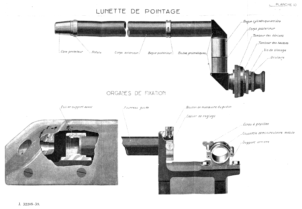 Ligne Maginot - Lunette de visée APX L 652 - Extrait de la notice sur les canons de 37 et 47 mle 1934
Source : SHD / BNF Gallica