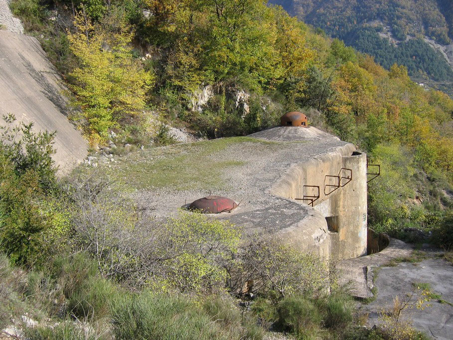 Ligne Maginot - FLAUT - (Ouvrage d'artillerie) - L'entrée de l'ouvrage
Vue des dessus avec au premier plan la cloche lance grenades non équipée