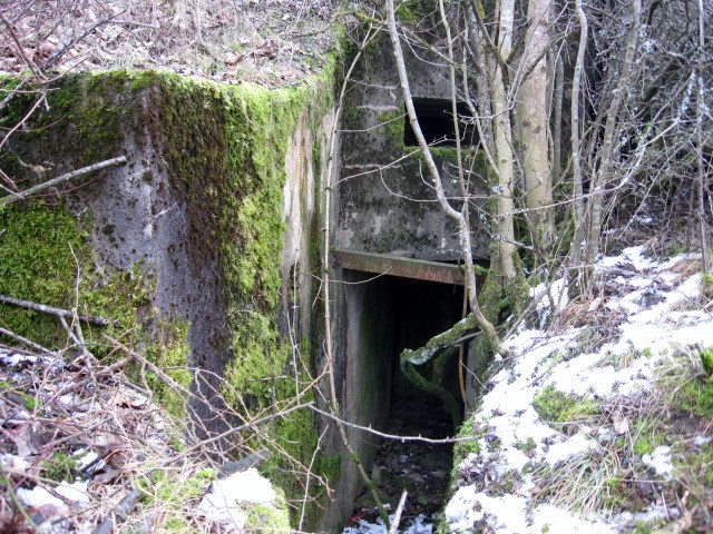 Ligne Maginot - OLFERDINGER 3 - (Blockhaus pour arme infanterie) - L’entrée 
Au-dessus de l'entrée, un créneau de défense rapprochée