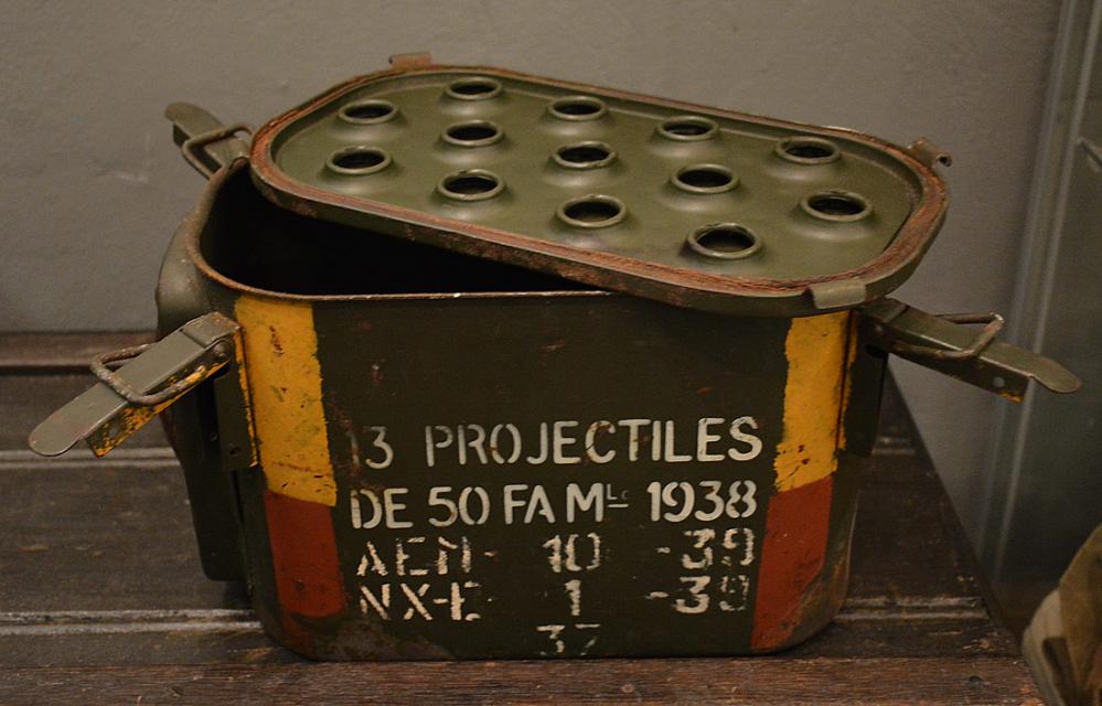 Ligne Maginot - Projectiles de 50 mm FA modèle 1938 - Caisse de transport pour munitions pour mortier de 50 FA 38