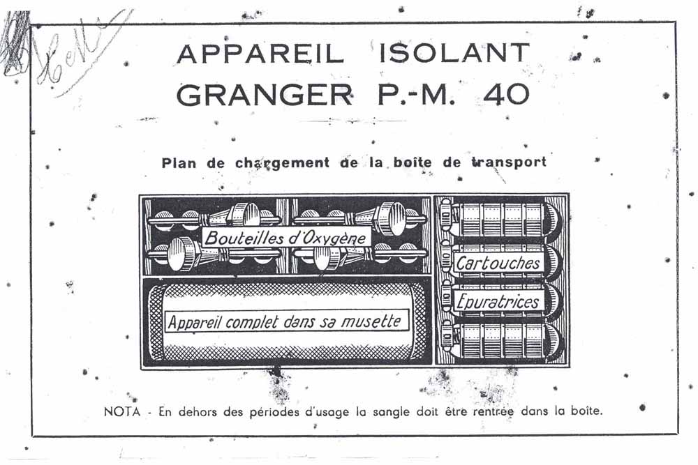 Ligne Maginot - Appareil isolant GRANGER PM 40 - L'appareil dans sa boite de transport avec les rechanges.
Extrait de la notice de l'équipement