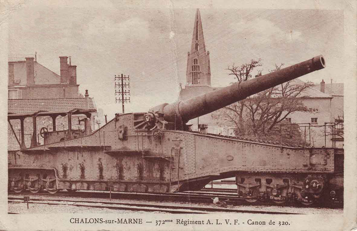 Ligne Maginot - 372 RALVF - Piéce de 320 mle 1912 G - L'une des pièces ALVF de 320mm mle 1912 à glissement de la 4° batterie du 372° RALVF stationnée à Chalons-sur-Marne