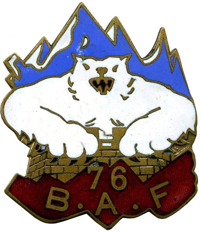 Ligne Maginot - Insigne du 76° BAF - Version Mont-Ours
Fabrication PIN  à Nice (34 Bld Mac-Mahon)