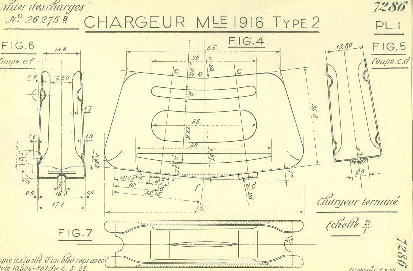 Tracé N°7286 – Chargeur Mle 1916 2ième type