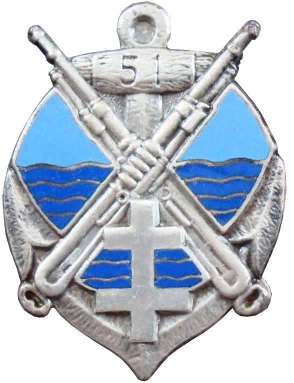 Ligne Maginot - Insigne du 51° RMIC - Insigne du 51° Régiment de Mitrailleurs d'Infanterie Coloniale