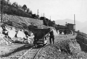 Ligne Maginot - Ouvrage d'artillerie du MONTE-GROSSO - Construction de l'ouvrage. Photo Société Roussel de Nancy