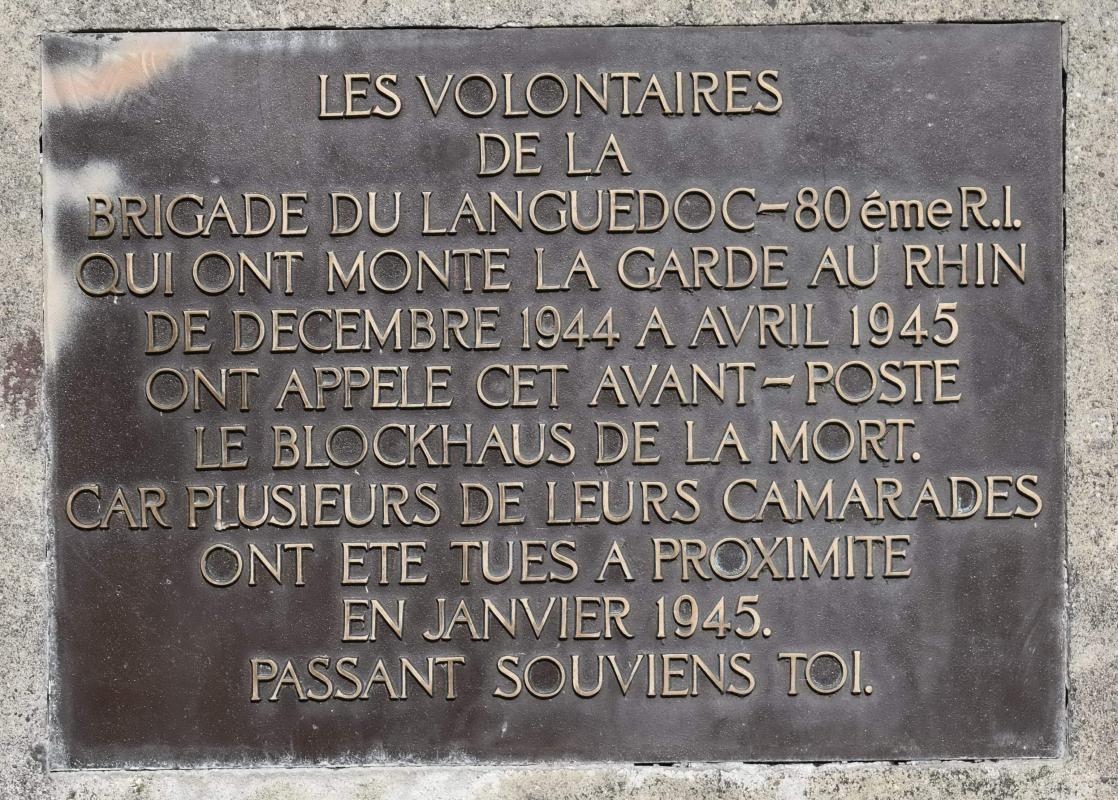 Ligne Maginot - G75 - VILLAGE-NEUF BERGE 6 - (Blockhaus pour arme infanterie) - Plaque commémorative de la Brigade du Languedoc - 80e RI