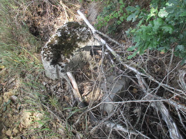 Ligne Maginot - Cuve T37 - FAUQUEMONT - Bloc de béton trouvé à la limite du bois (peut-être s'agit t-il d'un débris de la cuve T 37 ?)