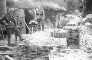 Ligne Maginot - Batterie d'ALTENHEIM - Le faux canon installé est visible sur la partie gauche de la photo. Noter les tranchées d'infanterie.