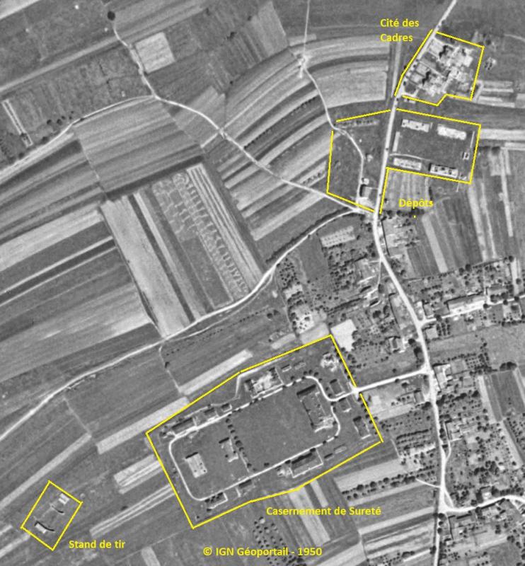 Ligne Maginot - Camp de Sureté d'ISING - Stand de tir - Photo aérienne de 1950