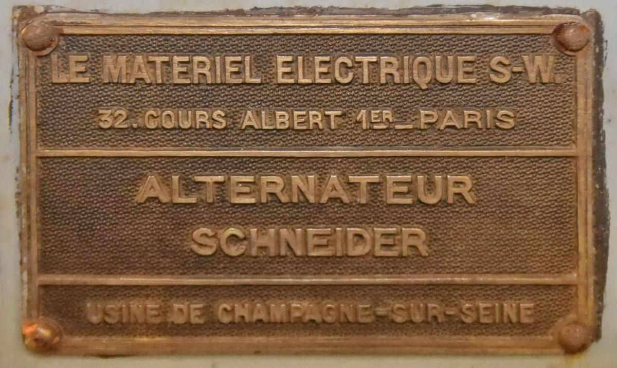 Ligne Maginot - SENTZICH - A16 - (Ouvrage d'infanterie) - Plaque de l'alternateur - S.W. Schneider-Westinghouse.
