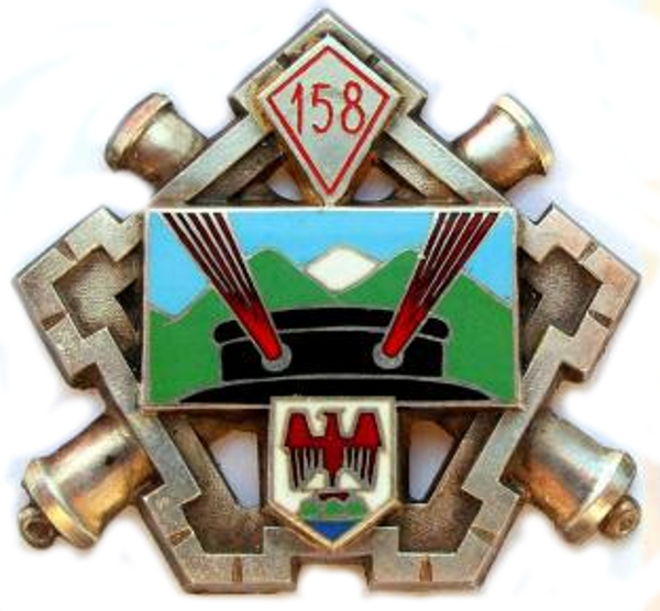 Ligne Maginot - Insignel du 158° RAP -  Premier insigne utilisé par le 158° RAP, hérité de l'insigne du régiment du temps de paix (157° RAP)