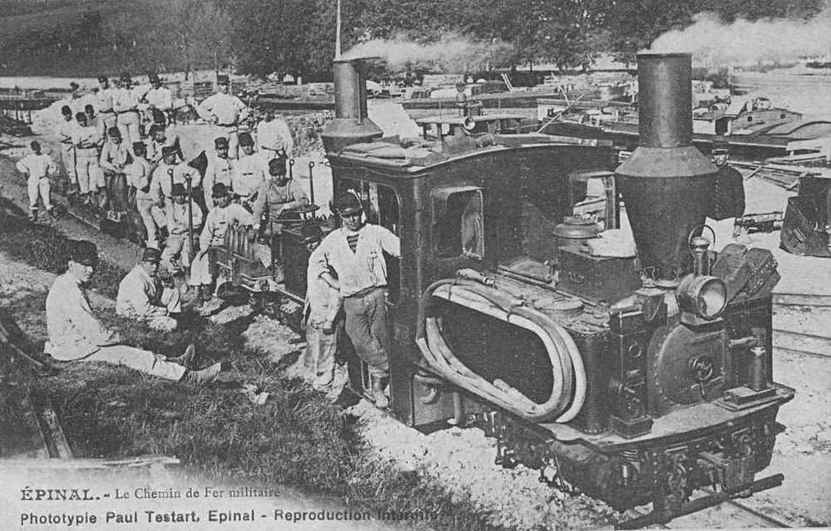 Ligne Maginot - Locotracteur Péchot-Bourdon modèle 1888 - Carte postale 'Epinal - Le chemin de fer militaire'