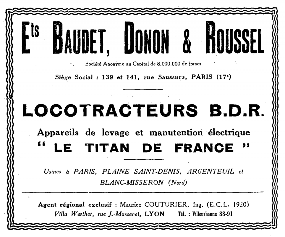 Ligne Maginot - Baudet-Donon-Roussel - Encart publicitaire datant de 1932