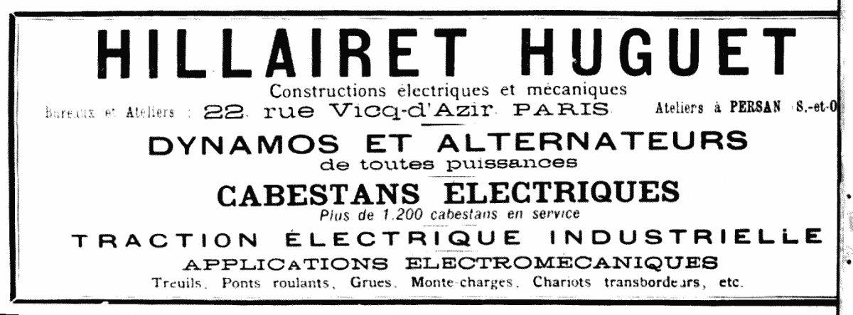 Publicité Hillairet-Huguet 1904