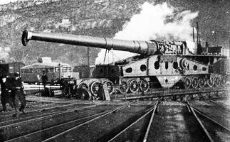 Ligne Maginot - PEILLON - SAINTE THECLE (7°BIE/III°GRPE/372°RALVF) - (Position ALVF) - Automne 1933 en gare de St Roch à Nice.
Pièce d'ALVF ( Artillerie Lourde sur Voie Ferrée) de 340 Modèle 1912 sur affût à berceau Saint-Chamond