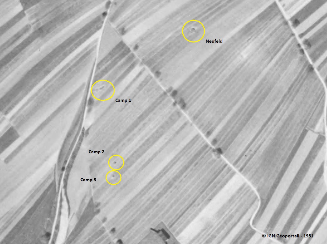 Ligne Maginot - CAMP 2 - (Blockhaus pour arme infanterie) - Les blocs visibles sur photo aérienne de 1951