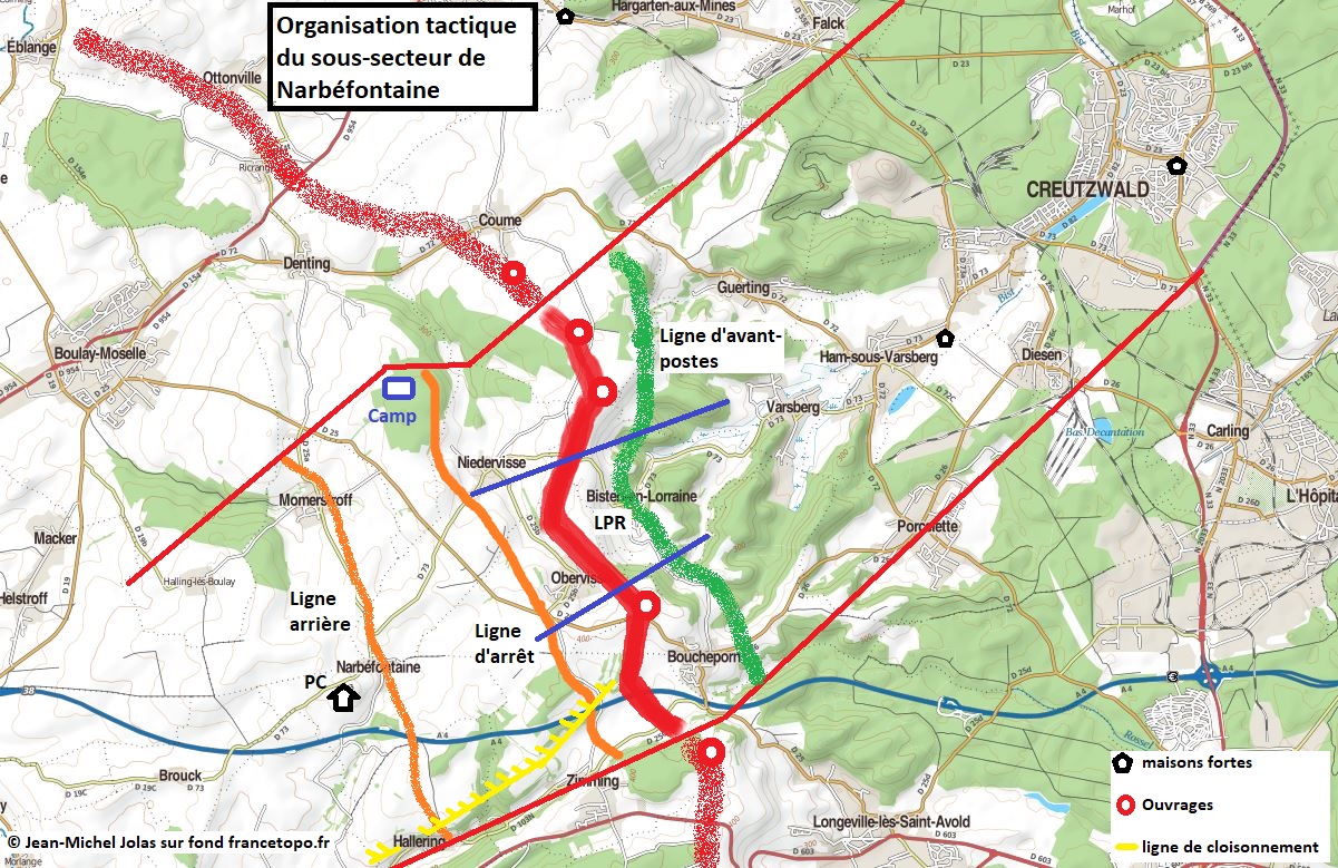 Ligne Maginot - Organisation tactique du sous-secteur de Narbéfontaine - 