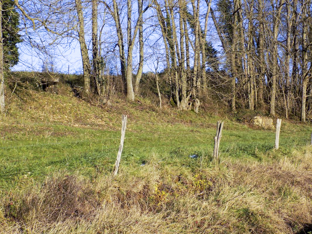 Ligne Maginot - Cuve à mortier de la SERPE - Les deux constructions, bloc B78ter derrière les arbres