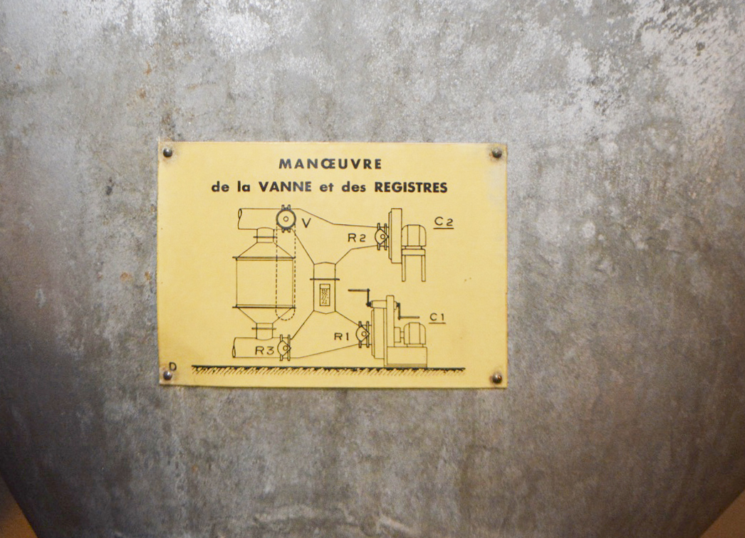 Ligne Maginot - Ouvrage de la FERTE - Salle de neutralisation du bloc 1
Instructions de manoeuvre du ventilateur type C1