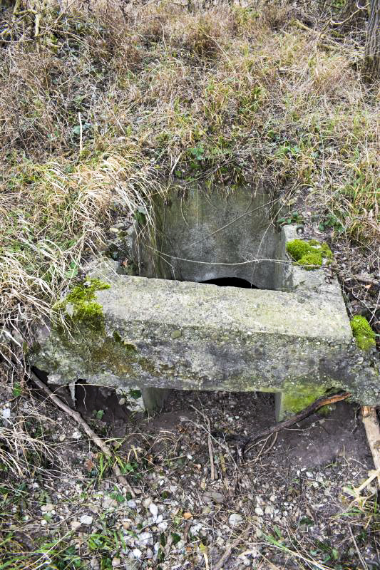 Ligne Maginot - STOECKLE - GOLDGRUBE 2 - (Blockhaus pour arme infanterie) - L'entrée 'mixte' en puits et directe. L'entrée directe enterrée est visible sous le linteau.