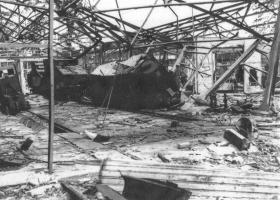 Ligne Maginot - Depot de Saint Hubert - L'un des bâtiments du dépôt des machines
Photo prise après la destruction du dépôt par les troupes française lors de leur départ.