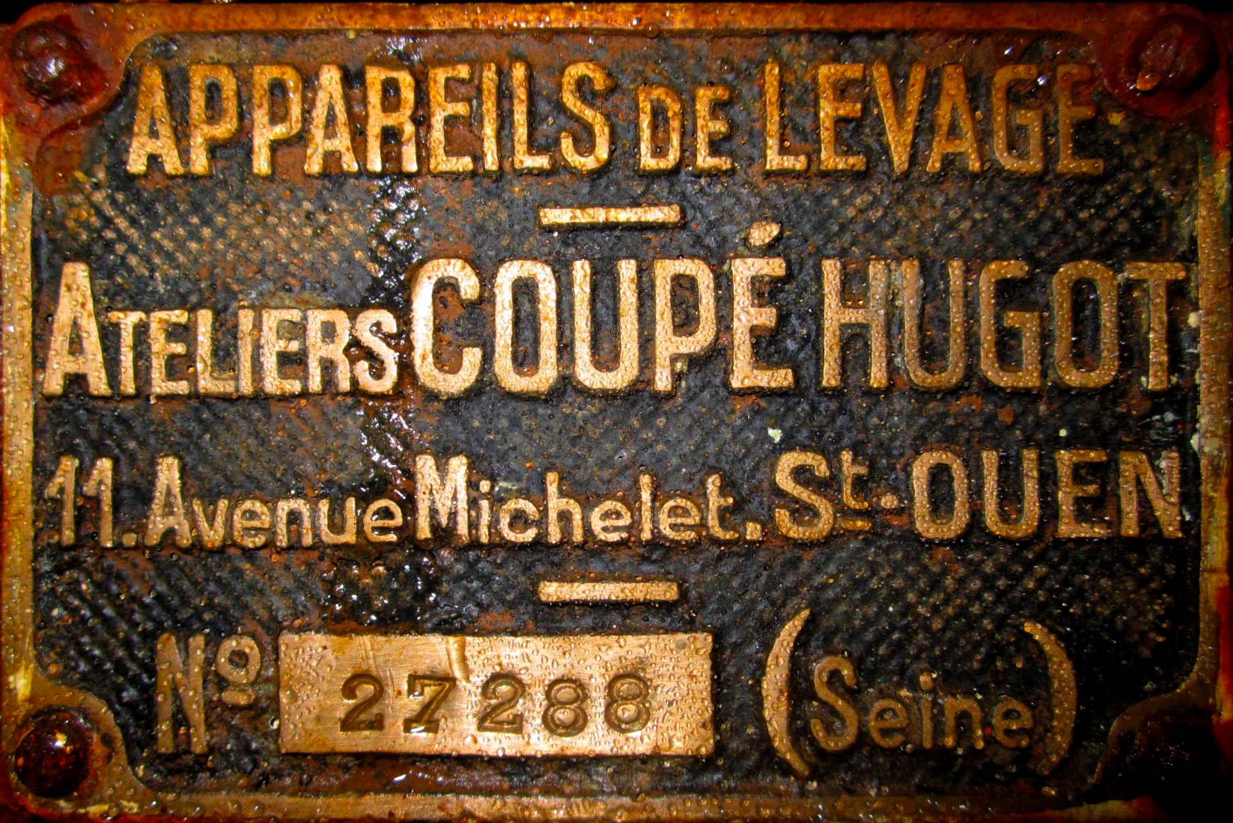 Ligne Maginot - HOCHWALD Haut Avant - Bloc 20 - O7 ( Observatoire d'artillerie ) - Cloche VP - plaque constructeur du treuil
