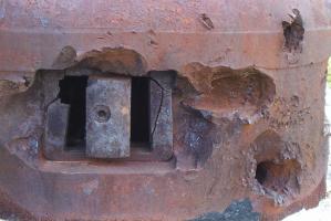Ligne Maginot - Casemate d'Oberroerdern Sud - Détail des impacts