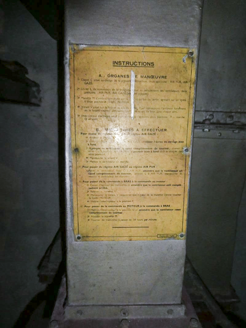 Ligne Maginot - ANNEXE DE SAINT ANTOINE - (Casemate d'infanterie) - 
Instruction d'emploi de la ventilation