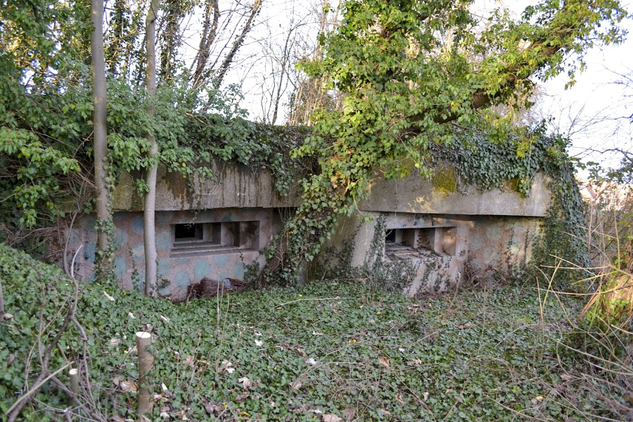 Ligne Maginot - Blockhaus des Cerisiers - EST - Chambre de tir coté sud, le camouflage 'petit pois' commun au blockhaus du secteur est ici bien visible