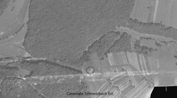 Ligne Maginot - SCHMELZBACH EST - (Casemate d'infanterie - double) - La casemate Schmelzbach Est en 1938. Les champs de tir déboisés sont nettement visible