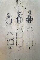 Ligne Maginot - LATIREMONT - A3 - (Ouvrage d'artillerie) - Bloc 5
Grafitti sur les types de munitions
