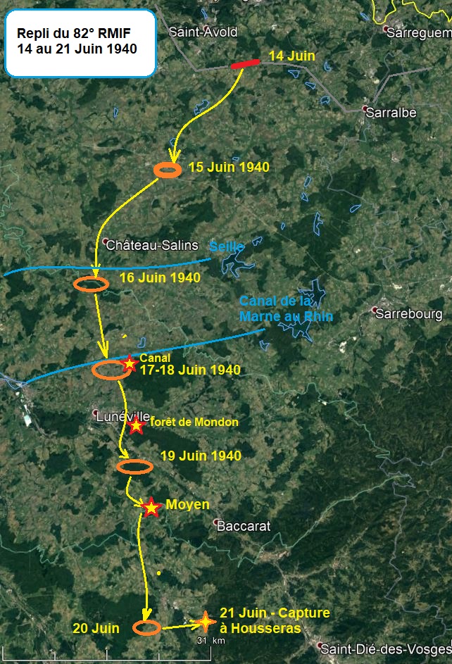 Ligne Maginot - Repli du 82° RMIF - 14-21 Juin 1940 - 