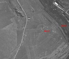 Ligne Maginot - DB37 - (Blockhaus pour canon) - Sur cette vue aérienne du 2 mars 1940, Db37 bien visible. Db36 dans la forêt est moins visible.
