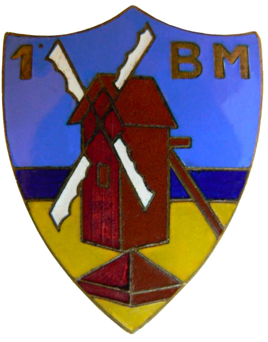 Ligne Maginot - 1° Bataillon de mitrailleurs - Insigne - Insigne du 1° BM (Bataillon de Mitrailleurs)