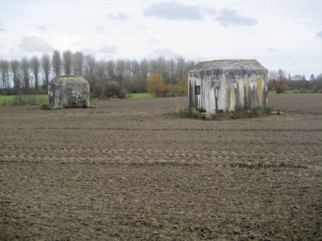 Ligne Maginot - BEF 682 - ROBREUX EST - (Blockhaus pour arme infanterie) - Blockhaus Robreux ouest (à gauche) Blockhaus Robreux Est (à droite) situés dans leur environnement.