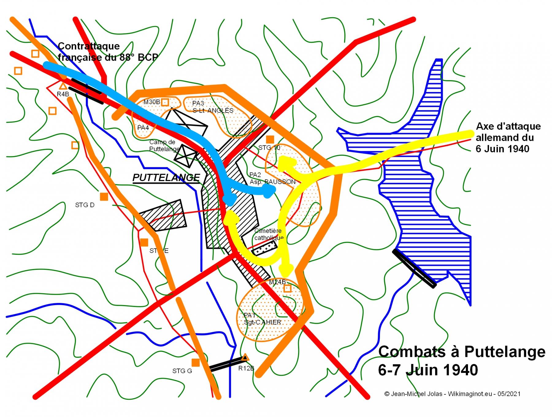 174° RMIF - Combats dans Puttelange les 6 et 7 Juin 1940