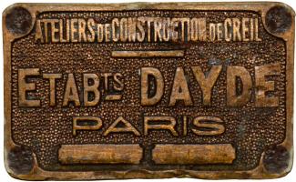 Ligne Maginot - Etablissements Daydé - Plaque constructeur sur dispositif d'obturation de galerie (Porte pare souffle)