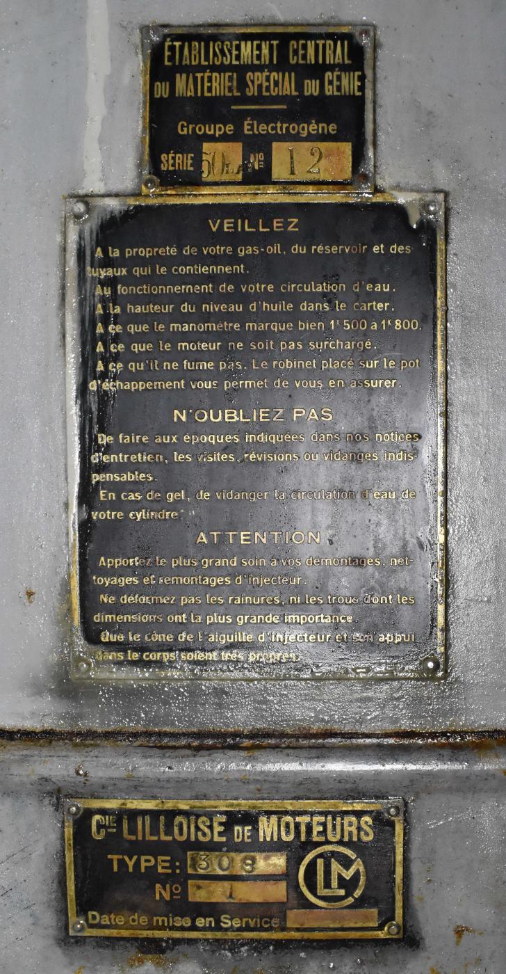 Ligne Maginot - ROCHE LA CROIX (RLC) - (Ouvrage d'artillerie) - Plaque du Génie pour  le groupe électrogène