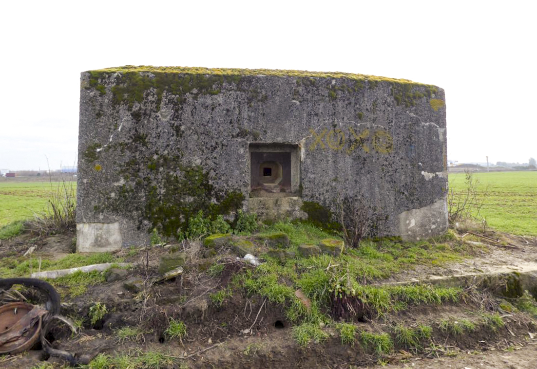 Ligne Maginot - B460 - RESERVOIR D'ONNAING (PDS) - (Blockhaus pour arme infanterie) - Face arrière. Les deux entrées principales - remblayées aujourd'hui - se situaient sous la dalle dont on voit l'angle au ras du sol