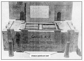 Ligne Maginot - Exemple de caisse N°3 modèle 1906-1923 de 40 cartouches de 25mm à balle Mle 1934 P - 