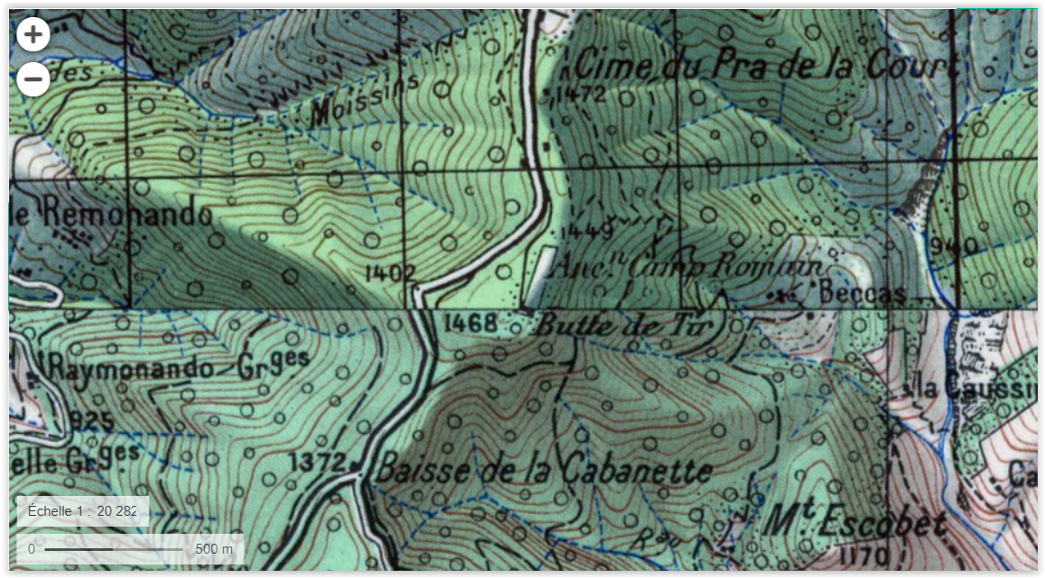 Ligne Maginot - BAISSE DE CABANETTE -STAND DE TIR - (Stand de tir) - Carte  IGN de 1950