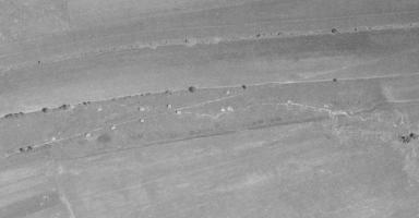 Ligne Maginot - DB112 - (Blockhaus pour canon) - Vue aérienne de la zone où est située le bloc Db112. De nombreux blocs inconnu sont visibles, ainsi que les tracés de tranchées.