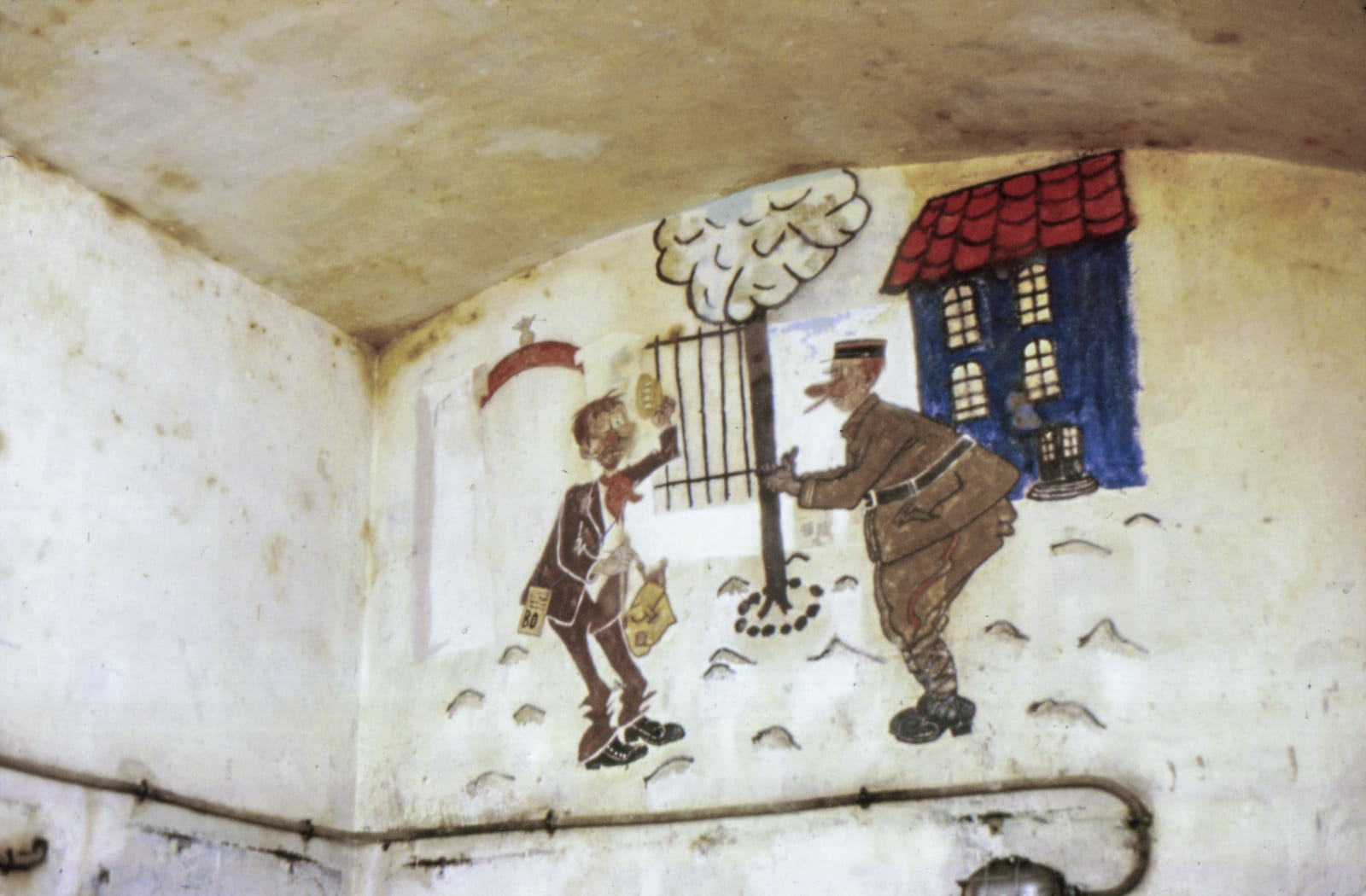 Ligne Maginot - SCHOENENBOURG - (Ouvrage d'artillerie) - La peinture murale de la cuisine dans son état de 1979
