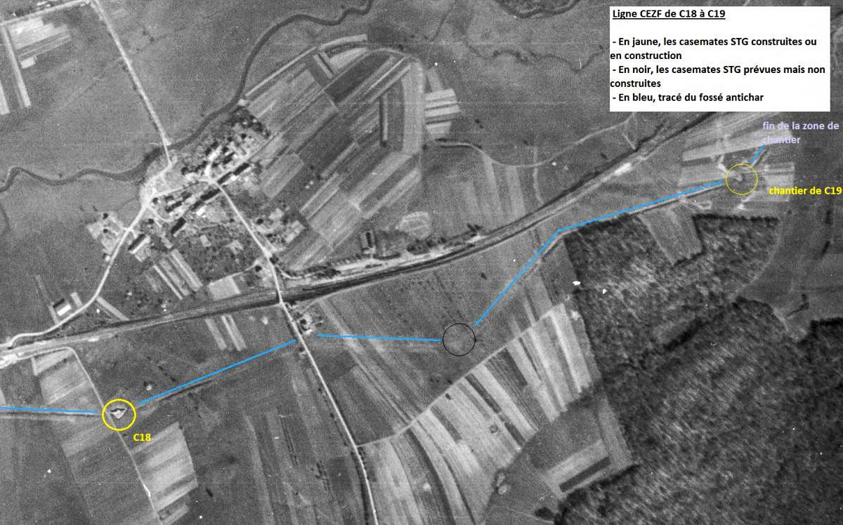 Ligne Maginot - C19 (Casemate d'infanterie - double) - Ligne CEZF de C18 à C19