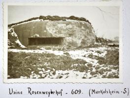 Ligne Maginot - B609 - ROSENWEIERHOF - (Blockhaus pour arme infanterie) - Bloc à l'issue des combats de 1940, et avant dynamitage. Photo tirée du rapport Fonlupt de 09/1945