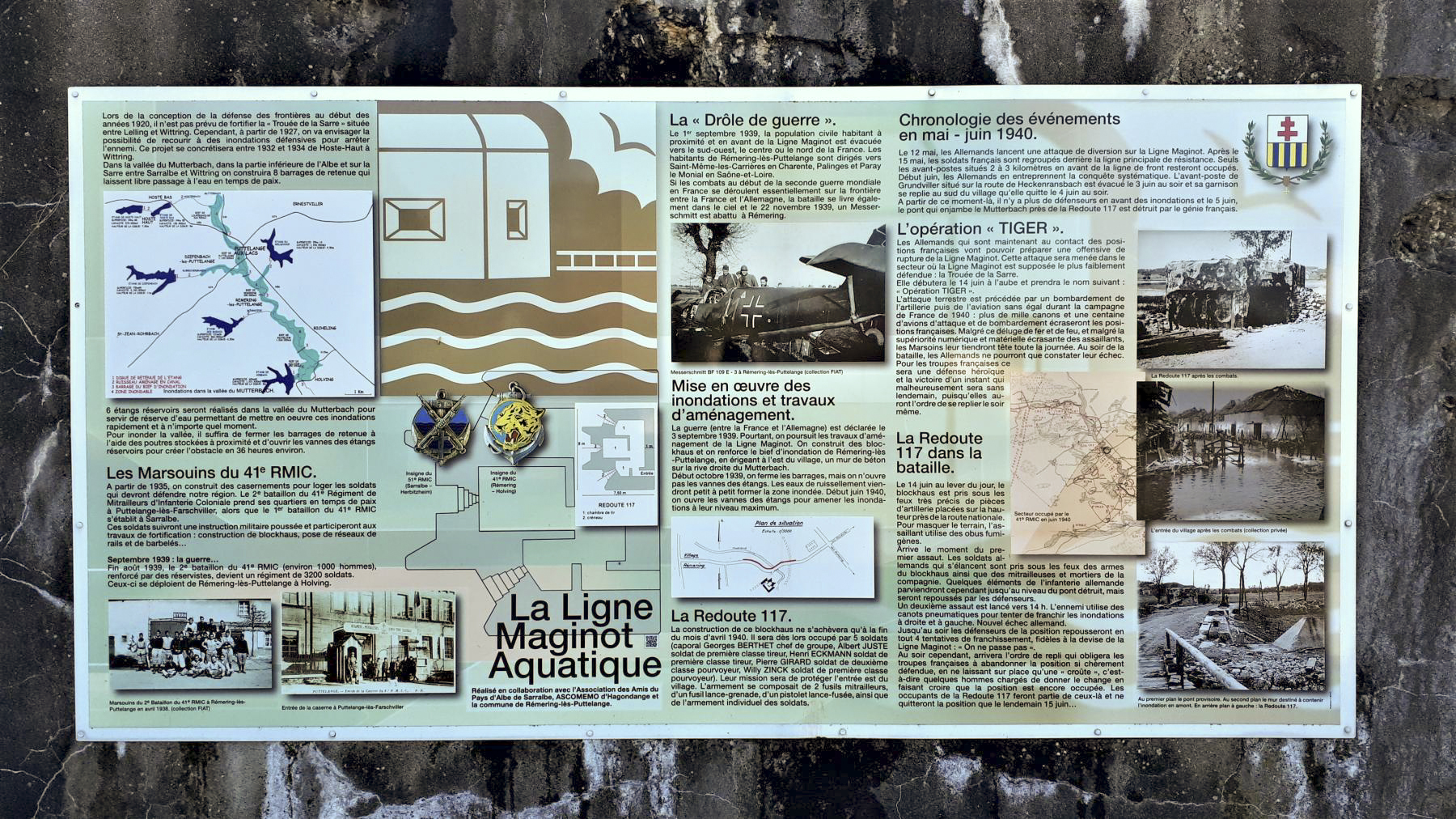 Ligne Maginot - R117 - REMERING - (Blockhaus pour arme infanterie) - Panneau 'la ligne Maginot aquatique'
