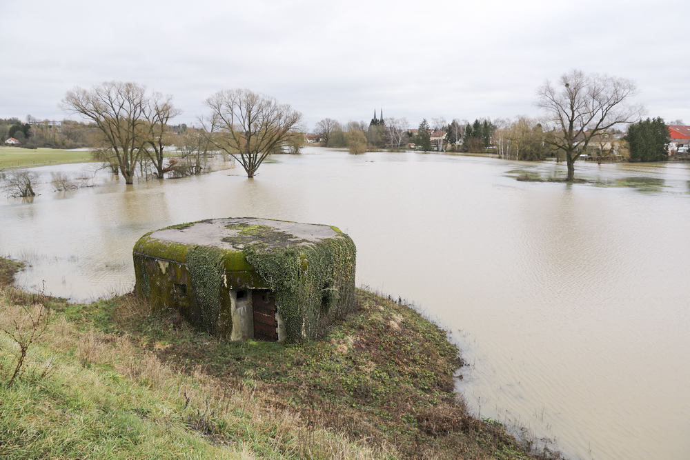 Ligne Maginot - SARRALBE BARRAGE SUD - (Blockhaus pour arme infanterie) - Le blockhaus et l'inondation de l'Albe, vue probablement très proche de la situation en 1940