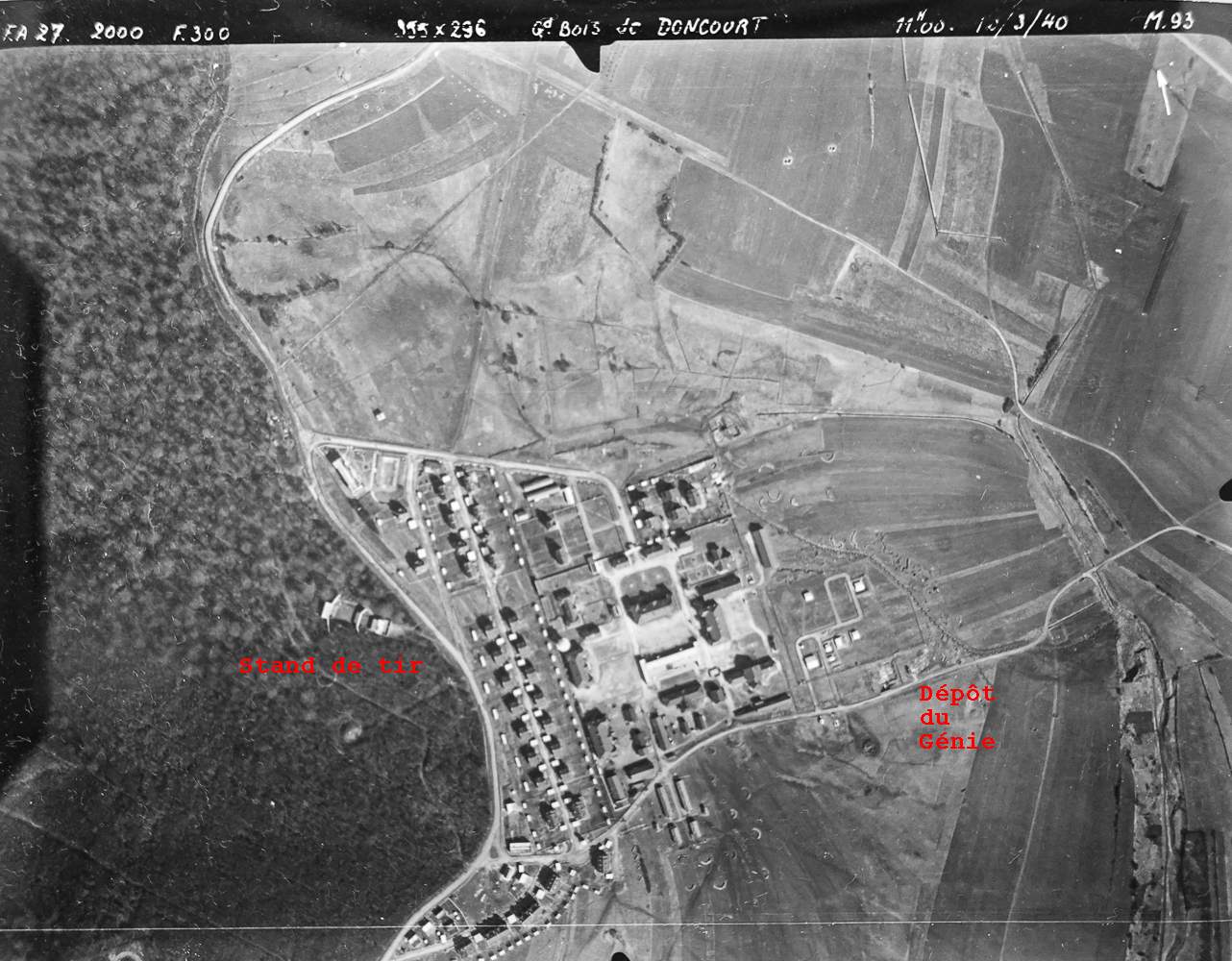 Ligne Maginot - DONCOURT - (Dépôt du Génie) - Vue aérienne du Camp de Doncourt
Mission du 12 mars 1940 - FA27 Alt 2000