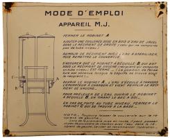 Ligne Maginot - Appareil M.J. - Mode d'emploi de l'appareil MJ sous forme de plaque emaillée